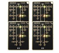 Morse Code Trainer Card Pro, Portable Interactive LED Telegraph Trainer with Signal Buttons, Audio Visual Feedback & Record Playback Function for Adult Encryption and Morse Learning-4PCS