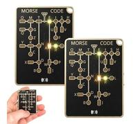 Morse Code Trainer Card Pro, Portable Interactive LED Telegraph Trainer with Signal Buttons, Audio Visual Feedback & Record Playback Function for Adult Encryption and Morse Learning-2PCS