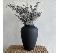 MORSHA Ceramic Black Vase - Modern Trendy Home Decor, Terracotta Flower Vase, Minimalist Farmhouse Table Boho Gift, Tall Vintage Bookshelf & Dining Table Decor, Size 9" (23cm)