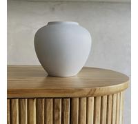 MORSHA Ceramic White Vase Home Decor, Flower Vase Modern Trendy White Vase Minimalist Utensil Holder Farmhouse Round Vintage vase Bookshelf Dining Table Coffee Table Decor, Size 7" (18cm) 1 Pack