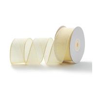 MORSUNBELA Beige Burlap Vintage Wired Hessian Deco Ribbon - Wide 3.8 cm