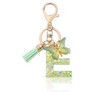 MORSUNBELA Keyring Letter Keyring with Initial Letter Butterfly Keyring Teenager Girls, Green, S