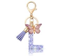 MORSUNBELA Keyring Letter Keyring with Initial Letter Butterfly Keyring Teenager Girls, Lila-L, S