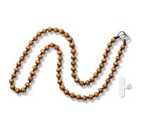 MORSUNBELA Phone Chain Wooden Beads, Long Phone Chain with Beads, Universal Colorful Bead Lanyard, 120cm Key Ring, as Bag Strap, Mobile Phone Pendant - Curry