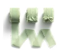 MORSUNBELA Ribbon Green 2.5 cm x 6.4 m Ribbon Eucalyptus Green Gift Ribbon Wedding Chiffon Ribbon Sage Green