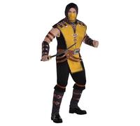 Mortal Kombat Scorpion Costume for Men - Mortal Kombat Costume Includes Jumpsuit, Face Mask, Arm Bands, & Gauntlets - Costumes for Halloween, Birthday Parties & Themed Events