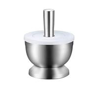Mortar And Pestle Brushed Stainless Steel Mortar And Pestle, Kitchen Mixing Grinding Bowl Set Garlic Grinder Tool, Crusher,Spice Grinder,Herb Bowl,Pesto Powder With L Grinding