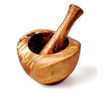 Mortar and Pestle Half-Round Shape Made of Olive Wood - 16cm