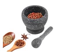 Mortar and Pestle, Mortar Bowl Grinder Bowl with Rod Hammer Reusable PP Plastic Sauce Garlic Masher Hand Grinder Crusher Kitchen Gadgets Seasoning Tools(Black Granite Grain)