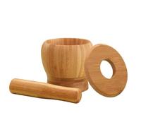 Mortar and Pestle Set, Manual Garlic Grinder, Classic Multi Purpose Ergonomic Wooden Design Crusher with Compact Size, Seasoning Masher for Cooking, Meal Prep & Kitchen Use