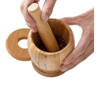 Mortar and Pestle Set, Manual Grinder, Wooden Crusher, 3.94x3.94 inches, Handheld Compact Tool, Smooth Bowl Design, Garlic Sesame Walnuts Pills Recipe Cooking Meal Prep Enthusiast Use