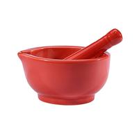 Mortar and Pestle Set Small Ceramic Pastle & Mortar Great for Crushing for Pill Herbs Spices Guacamole Cumin and Much More(Color:Red,Diameter:6 in)