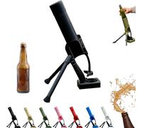 Mortar Beer Bottle Opener, 51mm Tactical Cap Launcher Push Down Bottle Opener, Funny Hands-Free Bottle Opener Tool for Home Party Bar Desk Decor (Black)
