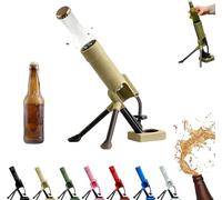 Mortar Beer Bottle Opener, 51mm Tactical Cap Launcher Push Down Bottle Opener, Funny Hands-Free Bottle Opener Tool for Home Party Bar Desk Decor (Khaki)