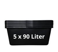 Mortar Boxes, 65-90 Litres, Mortar Tub, Round or Square, Plastic Trays in Brand Quality, Plant Pot for Raised Bed (5 x 90 L, Square)