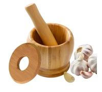Mortar Pestle Set, Manual Garlic Grinder, 3.94x3.94in Wooden Crusher, Authentic Kitchen Tool, Handheld Grinding Bowl for Recipe, Meal Prep, Cooking, Culinary, Creations, Home Use