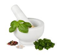 Mortar with pestle Herb Crusher 120 ml White Marble Mortar Set 640 g Durable