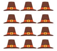 mortd 12 Pcs Thanksgiving Pilgrim Hat Iron On Patches, Thanksgiving Hats Embroidered Patches, Fall Appliques Sew on Iron on Patches for Autumn DIY Craft Clothing Bags Decoration Party Supplies