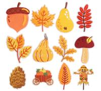 mortd 12PCS Fall Iron On Patches, Maple Leaves Acorn Pine Cone Scarecrow Sew On Iron On Embroidered Patches, Fall Appliques for Thanksgiving Autumn DIY Craft Clothing Bags Jackets Decor Party Supplies