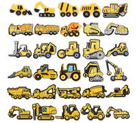 mortd 30Pcs Construction Vehicle Shoe Charms Decoration, Construction Trucks Tractor Charms for Shoes Bracelets, Engineering Vehicle PVC Shoe Decor Accessories for Boy Birthday Party Supplies Gifts