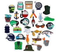 Mortd 30PCS Fishing Theme Shoe Decoration Charms, PVC Shoe Charm Accessories for Party Favor Birthday Gifts