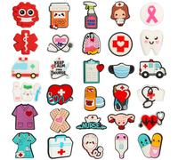 mortd 30Pcs Nurse Silicone Focal Beads Bulk, Medical Doctor Beads for Beadable Pens Keychain Bracelet Making Supplies, Nurse Silicone Bead for DIY Handmade Crafts Party Supplies Gifts
