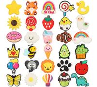 mortd 30Pcs Silicone Focal Beads Bulk, Cute Beads for Beadable Pens Keychain Bracelet Making, Adorable Flowers Stars Animals Fruits Silicone Bead for DIY Handmade Crafts Party Supplies