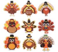 mortd 9 Pcs Thanksgiving Turkey Iron On Patches, Turkey Embroidered Patches, Fall Appliques Sew on Iron on Patches for Thanksgiving Autumn DIY Craft Clothing Bags Decoration Party Supplies