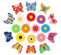 mortd Butterfly and Flower Shoe Decoration Charms, 20Pcs Lovely Butterfly Flower Shoe Decorations for Shoe Wristband Clog Sandals, PVC Shoe Charm Accessories for Party Favor Birthday Gifts
