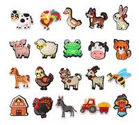mortd Farm Animals Shoe Decoration Charms, 20PCS Cow Dog Hen Sheep Pig Shoe Charms Fit for Shoe Wristband Sandals Decor, PVC Shoe Charm Accessories for Party Favors Birthday Gifts, Polyvinyl Chloride