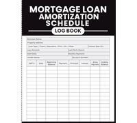 Mortgage Loan Amortization Schedule Log Book: Home Mortgage Tracker to Record Monthly Payments, Principal Reduction, Interest Charges, Extra Payments, and Remaining Balance