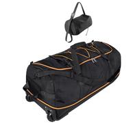 Morthanabag 32” 1680D Oxford Foldable Duffle Bag with 2 Wheels,110L to 140L Expandable Soft Sided Rolling Travel Bag, Black-orange, 110-140L, Casual
