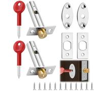 Mortice Door Lock 2 Pack Door Bolt with Star Keys Internal Door Bolts Doors Catch Stainless Steel Anti-Theft Door Security Rack Bolts for Doors and Windows