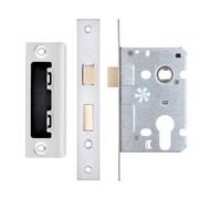 Mortice Euro Profile Sash Lock 2.5" in Polished Stainless Steel Finish