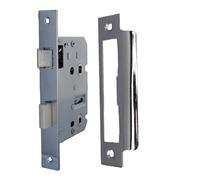 Mortice Lock Sashlock Bathroom 2.5" Bolt Through Reversable Bathroom Handle (64mm (2.5 Inch), Bath Lock, Polished Chrome)