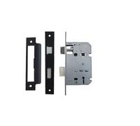 Mortice Lock Sashlock Lever Key Locks 3" Bolt Through Reversable (76mm (3 Inch), Key Lock, Matt Black)