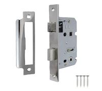 Mortice Lock Sashlock Lever Locks 2.5" Bolt Through Reversable Bathroom Lock (64mm (2.5 Inch), Bath Lock, Nickel Plate)