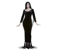 Smiffys The Addams Family Morticia Costume, Adult, Black Dress & Wig, Officially Licensed, Full Morticia Addams costume perfect for Halloween and Costume Parties