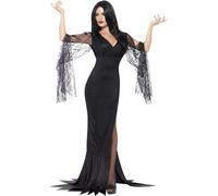Morticia Addams Family Ladies Fancy Dress Halloween Womens Adults Costume Outfit