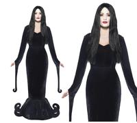 Smiffys Duchess of the Manor Costume, Black with Full Length Dress & Hem Detail, Halloween Adult Fancy Dress, Vampire Dress Up Costumes