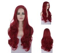 Morticia Long Curly Red Little Mermaid Heat Resistant Halloween Costume Ariel Wig