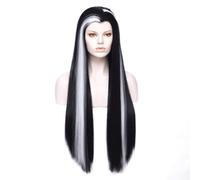 Morticia Long Straight Black and White Mixed Widow Peak Design Women Costume Wig