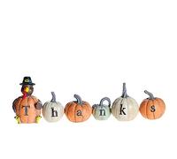MorTime Thanksgiving Decorations Hand-Painted Turkey Pumpkin with Engraved Thanks, Set of 6 Tabletop Fall Autumn Decor for Living Room Bedroom Kitchen Thanksgiving Harvest Day