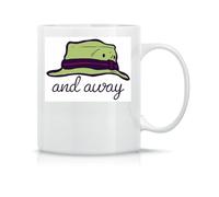 Mortimer Whitehouse Gone Fishing Coffee Tea Cup in Classic Magical Ceramic White Black Pink 330 ml