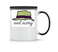Mortimer Whitehouse Gone Fishing Coffee Tea Cup in Classic Magical Ceramic White Black Pink 330 ml