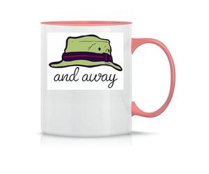 Mortimer Whitehouse Gone Fishing Coffee Tea Cup in Classic Magical Ceramic White Black Pink 330 ml