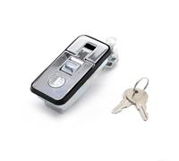 Mortise lock lever with push button bounce for cabinets, furniture, and mobile living spaces, includes mechanical handle and two keys (silver)