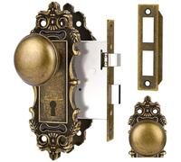 Mortise Lock Vintage Privacy Door Knobs Interior, Antique Brass Bronze