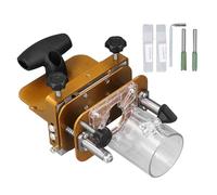 Mortising Jig 2 in 1 Stainless Steel Adjustable Wood Router Slotting Locator Positioner for Precise Woodworking Projects with Drill Bits and Wrench Included