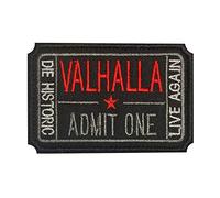 Morton Home Ticket to Valhalla Admit One Die Historic Live Again 3D Embroidered Tactical Morale Badge Hook & Loop Patch (Black)